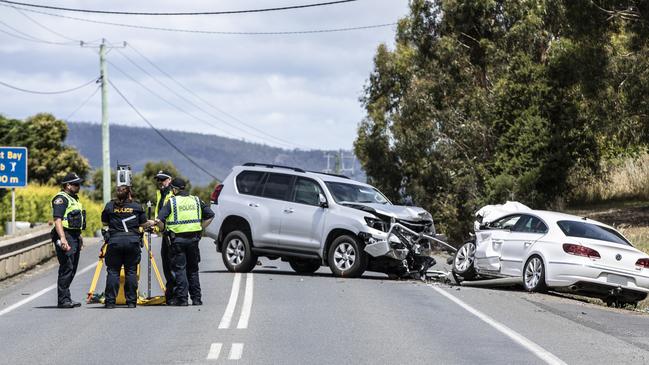 Vehicle crash on the Channel Highway near the North West Bay Golf Course. Photograph Eddie Safarik