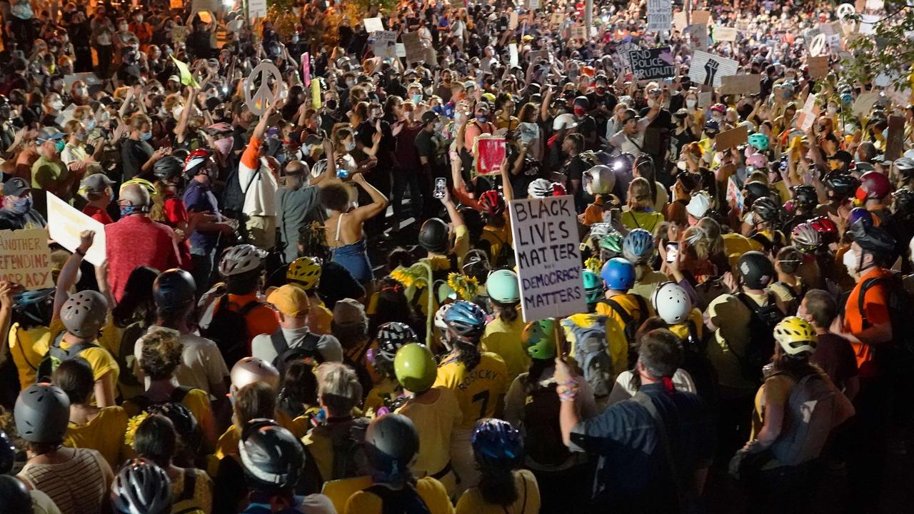 Protesters outside a federal courthouse in Portland. Picture: Nathan Howard/Getty Images/AFP