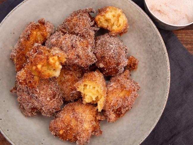 Apple and ricotta fritters with cinnamon sugar by MasterChef's Courtney Roulston.