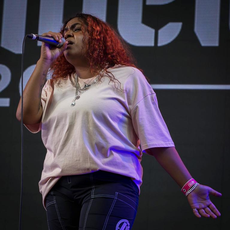 Miiesha singing at WOMADelaide 2021. Picture: Rob Sferco