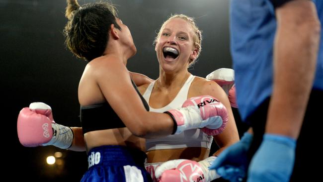 Bridges celebrates after being awarded the victory by majority decision. Picture: Jeremy Piper