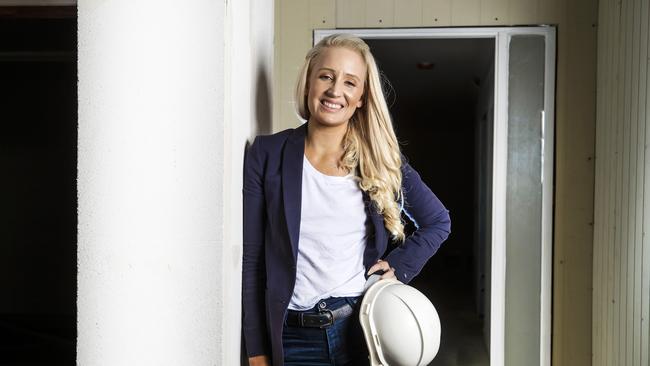 Tamika Smith secured donations and work from tradies to build a home for Kelly Wilkinson’s children. Picture: Nigel Hallett