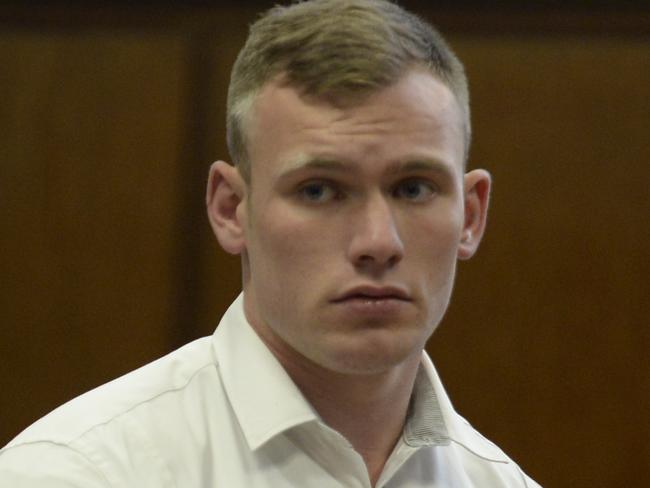 Pool photos show Australian Rugby player Matthew Lodge in court with his lawyer top Manhattan criminal lawyer Thomas Rotko. Picture: Alex Towle