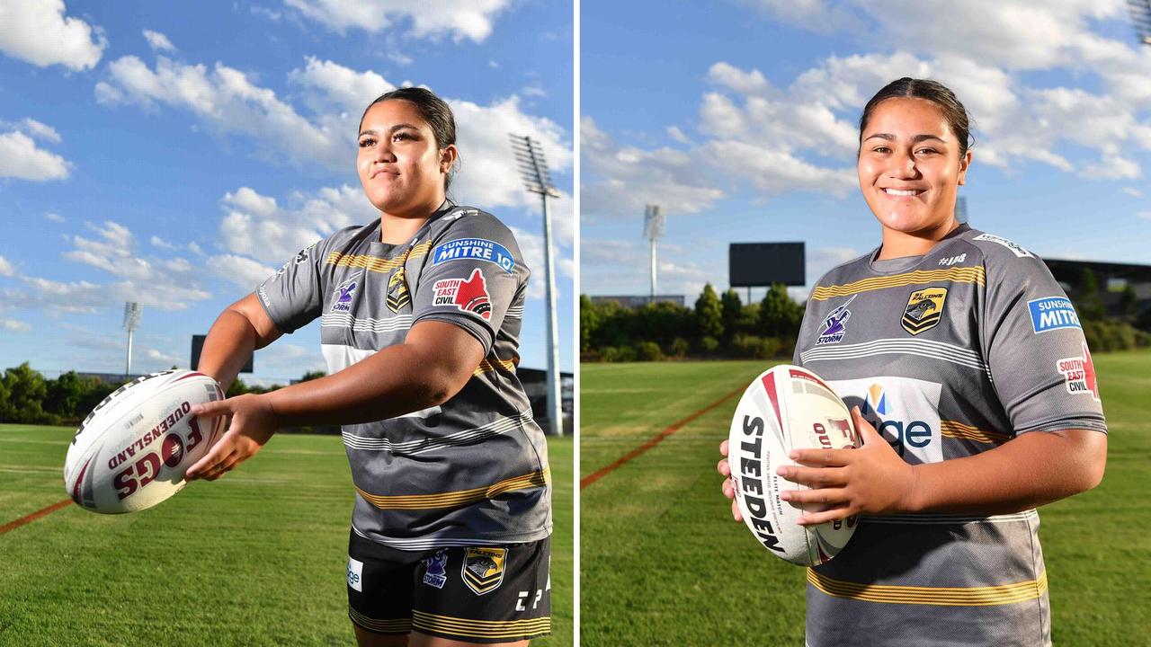 Twin sisters and rugby league rising stars Emmogen and Tamzin Taumafai. Picture: Patrick Woods