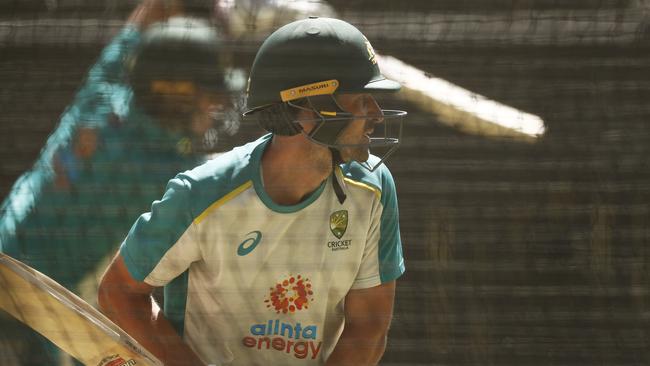 Australian opener Joe Burns in the nets at Adelaide Oval