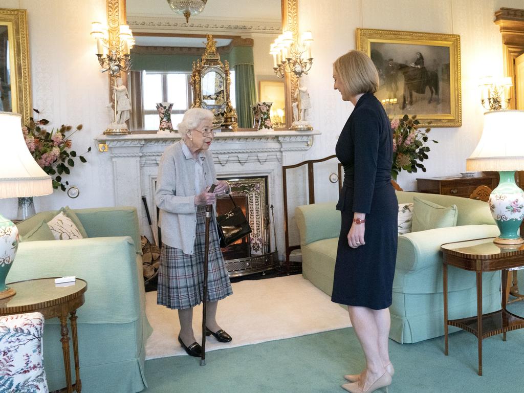 Queen Elizabeth greets Liz Truss just days before her death at Balmoral Castle. Picture: Getty Images