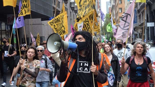 Protesters marched through the streets on Tuesday. Picture: Josie Hayden