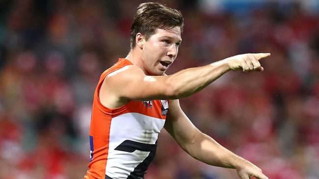 Toby Greene celebrates a goal during the GWS Giants victory over Sydney.