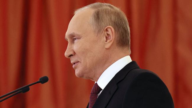 Russian President Vladimir Putin’s language on Wednesday was paranoid, extreme, threatening, nearly deranged. Picture: AFP