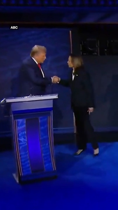 Trump and Harris' awkward handshake goes viral