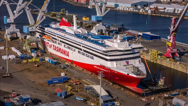 The new TT-Line boat Spirit of Tasmania IV in Finland. Picture: Rauma Marine Constructions