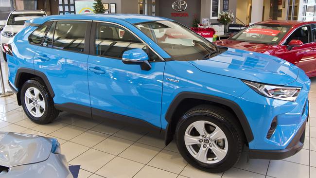 The RAV4 Hybrid, which was News Corp’s Car of the Year for 2019, has proven popular among Gold Coast motorists. Picture: Kevin Farmer