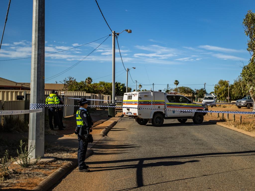 Police outside the Tonkin Cresent home where Cleo was found. Picture: Kelsey Reid/ The West Australian