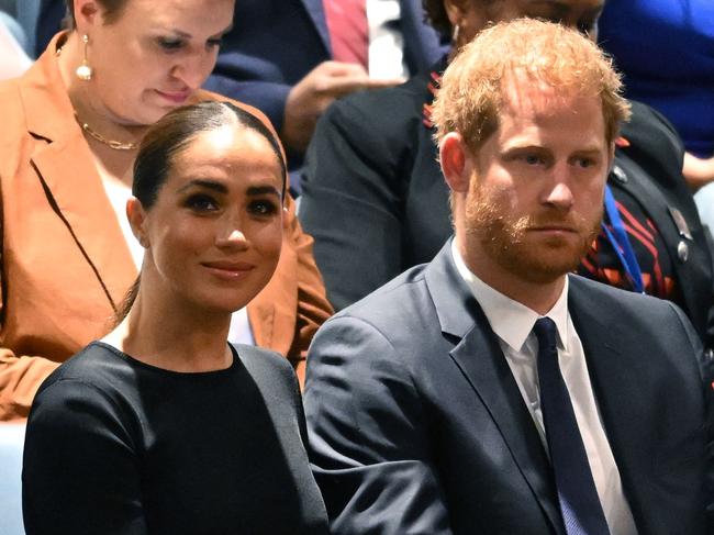 Meghan Markle with Prince Harry at the United Nations in New York. Picture: AFP