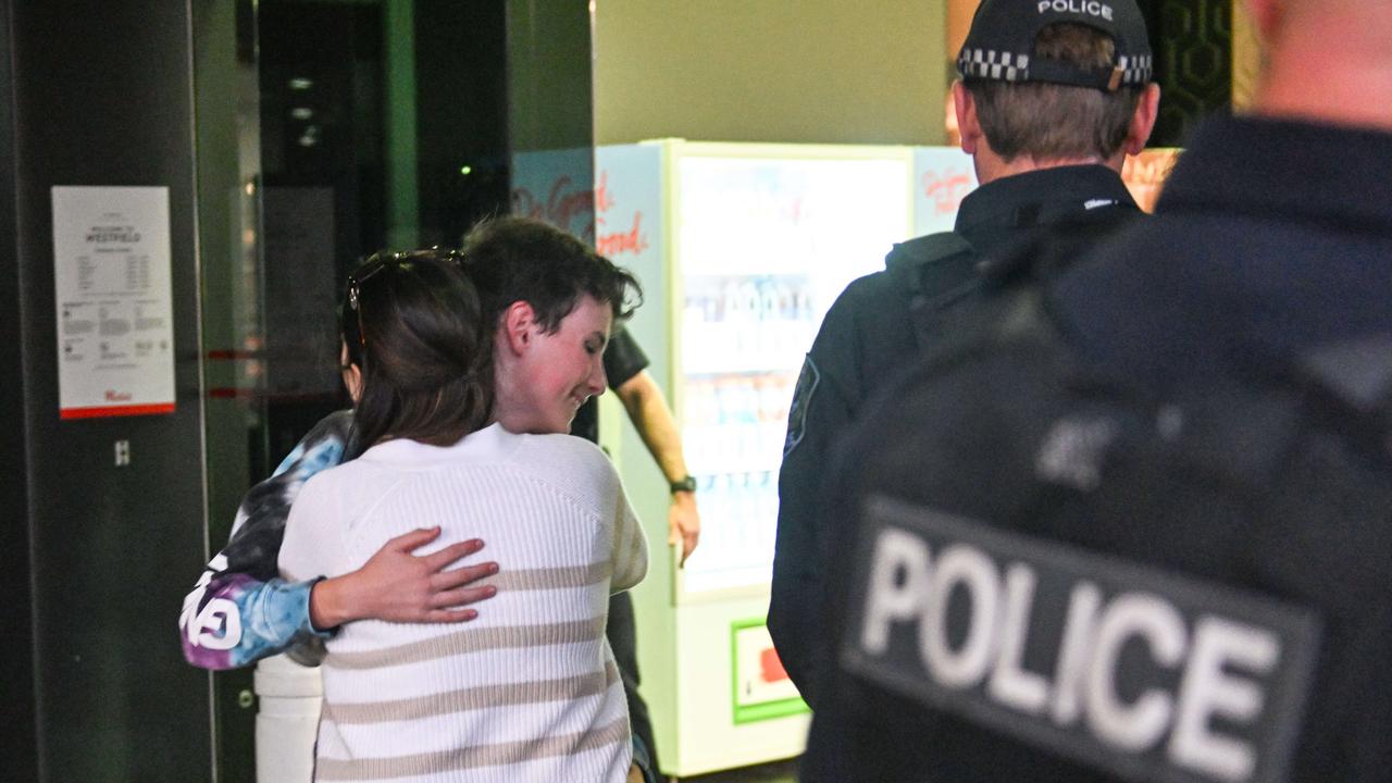 Tania Reckwell greets her son Zac after he was locked in the Westfield Marion on June 23. Picture: NewsWire / Brenton Edwards