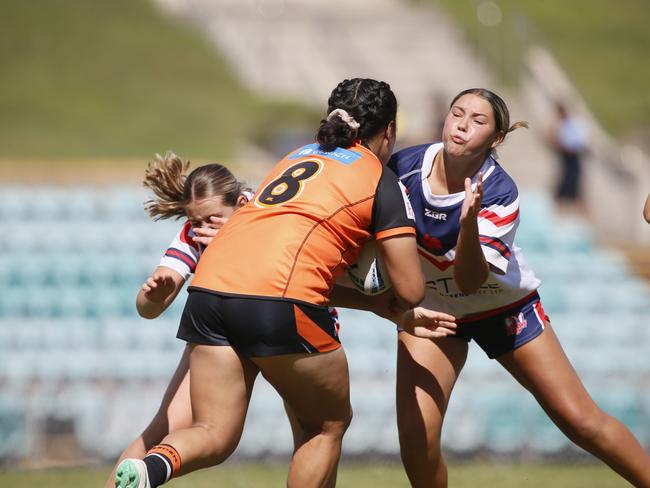 May Fuimaono taking a customary charge at the line. Picture: Warren Gannon Photography