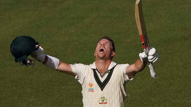 The outstanding form of Australia’s top order, such as David Warner, made it easier to release Cameron Bancroft. Picture: AAP