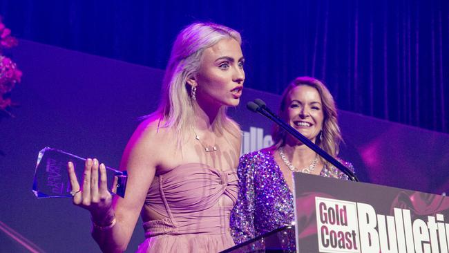 Alexa Leary wins the Gold Coast Bulletin Woman of the Year Award by Harvey Norman for 2024 at The Star Gold Coast. Ms Page said of Ms Leary and her fellow 2024 Paralympians in Paris: “When you see amazing people like that, it’s giving them the opportunity to tell the world their story.” Picture: Glenn Campbell