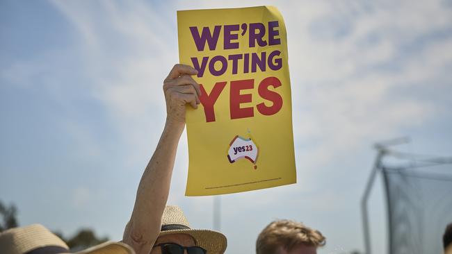 Yes voters gather at a rally in Sydney. Picture: Matt Loxton