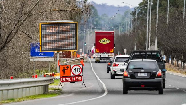 The man is accused of attempting to drive across to Victorian/NSW border to Canberra. Picture: Simon Dallinger