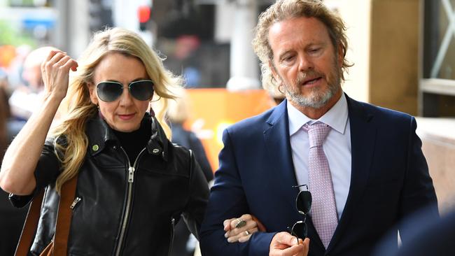 Craig McLachlan arriving at court today with his partner, Vanessa Scammell. Picture: AAP Image/James Ross