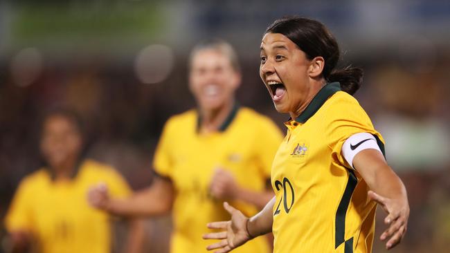 Sam Kerr wants you to download your World Cup sweep. Picture: Getty