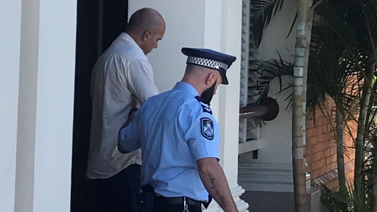 Russell Douglas Johnston is led from the Gympie District Court after being found guilty of choking in a domestic setting and common assault. Pictures: Josh Preston