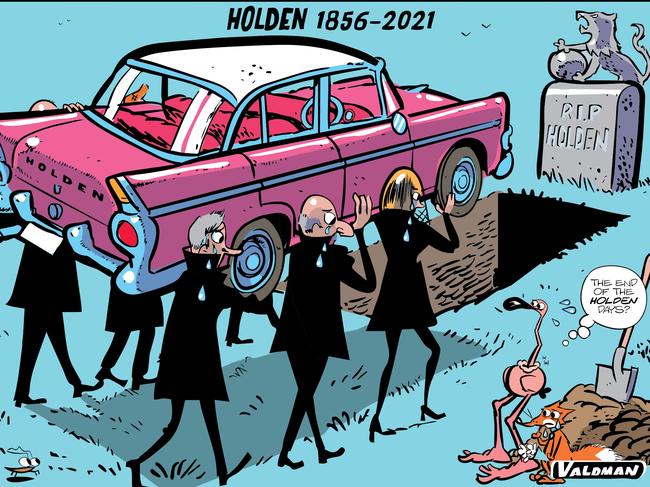 Valdman Cartoon. Holden, originally a South Australian company that madesaddles in 1856 and grew into an iconic car manufacturer as GM-H - with thefamous logo, a roaring lion clawing bballs, will finally cease operationsnext year.Follow Valdman on twitter @josvaldman or Facebook.com/valdmancartoons.Signed Valdman cartoons are for sale at the News Shop, 31 Waymouth St, orphone 8206 2242 or email photosales@adv.newsltd.com.au