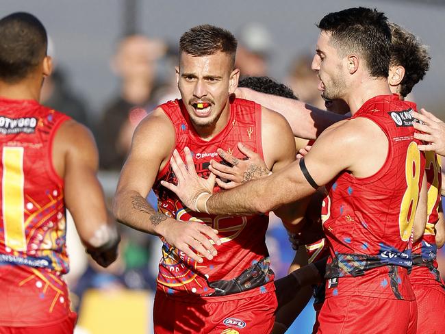 Joel Jeffrey was named the AFL Rising Star after kicking five goals against Western Bulldogs. Picture: Jonathan DiMaggio/AFL Photos