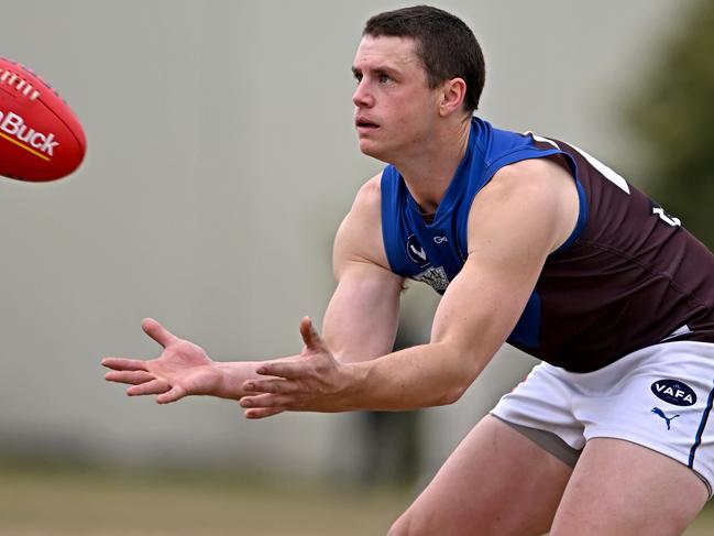 OrmondÃs Matthew Oaten during the VAFA PEGS v Ormond football match in Keilor Park, Saturday, Aug. 26, 2023. Picture: Andy Brownbill