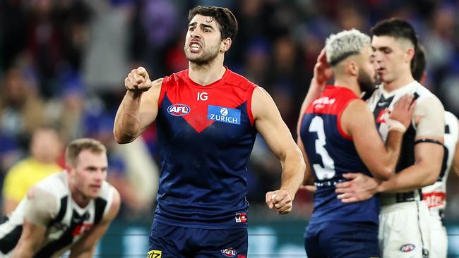 The Dees and Pies clash will be monumental in the finals picture. Picture: Dylan Burns/AFL Photos via Getty Images