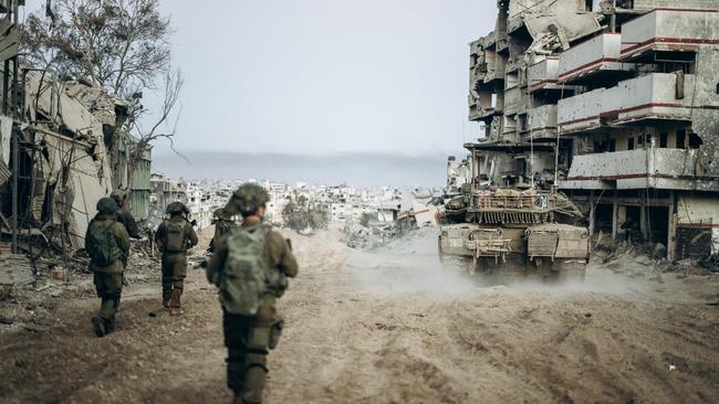 Israeli soldiers in Gaza amid continuing battles with Hamas. Picture: AFP