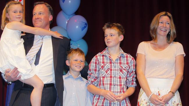 Will Hodgman with his family, Lily, 7, James, 10, William, 12 and Nicky at the Liberal State Conference.