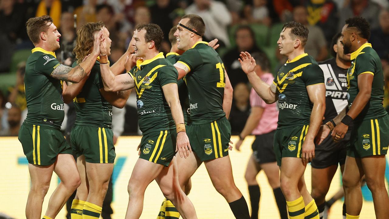 The Kangaroos were dominant in Melbourne last week, but Meninga is expecting things to be a lot tougher in the Pacific Championships final. Picture: Daniel Pockett/Getty Images