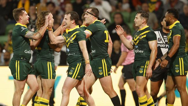 The Kangaroos were dominant in Melbourne last week, but Meninga is expecting things to be a lot tougher in the Pacific Championships final. Picture: Daniel Pockett/Getty Images