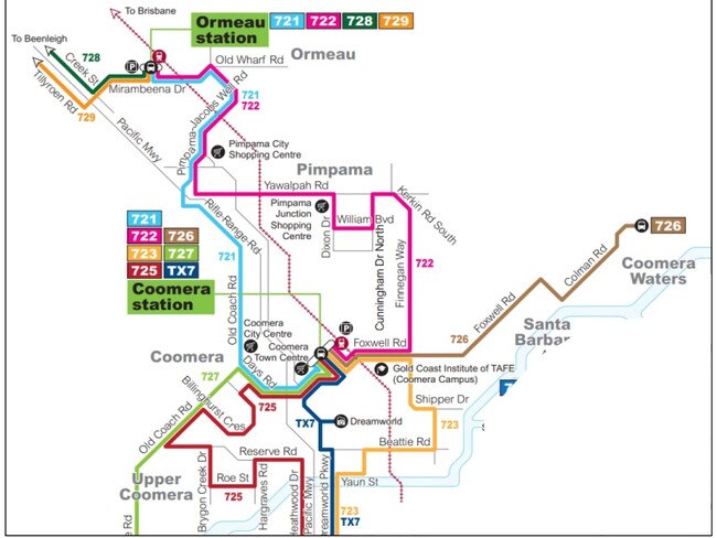 Bus services at Ormeau on the northern Gold Coast.