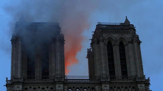 The French president warned the battle is not won at Notre Dame and could continue for days. Picture: Philippe Wojazer