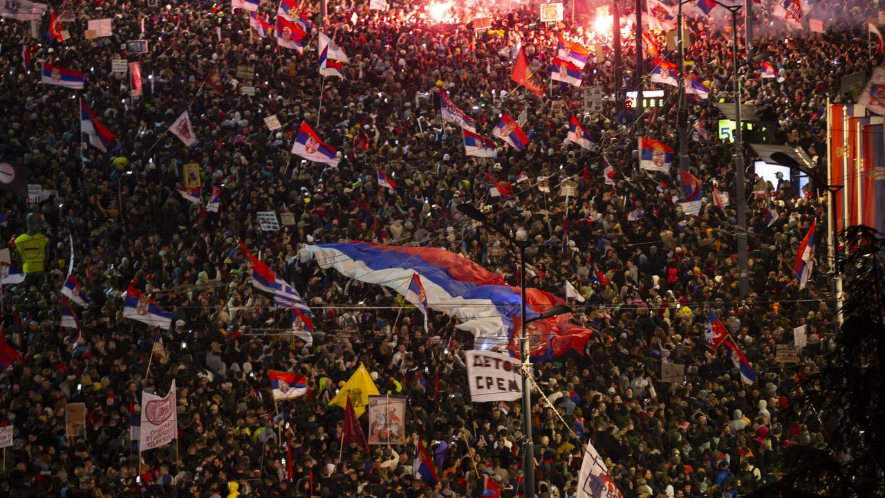 In recent weeks, tens of thousands of people have held protest marches in Serbia's capital. Picture: Srdjan Stevanovic/Getty