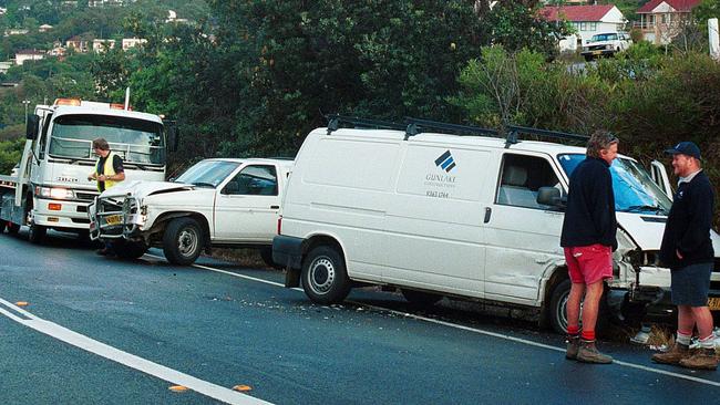 Yet another crash on the Bilgola Bends in 2001. Picture: Ros Cannon