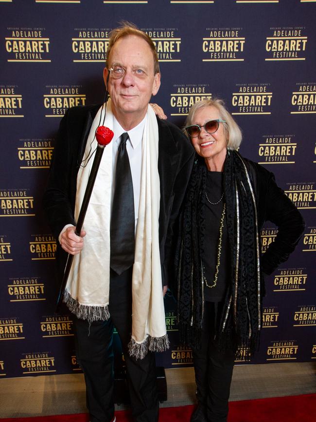 Peter Goers and Samela Harris at the opening night of the 2023 Adelaide Cabaret Festival. Picture: Kelly Carpenter