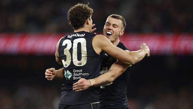 Patrick Cripps won’t play against GWS. Picture: Daniel Pockett/Getty Images.