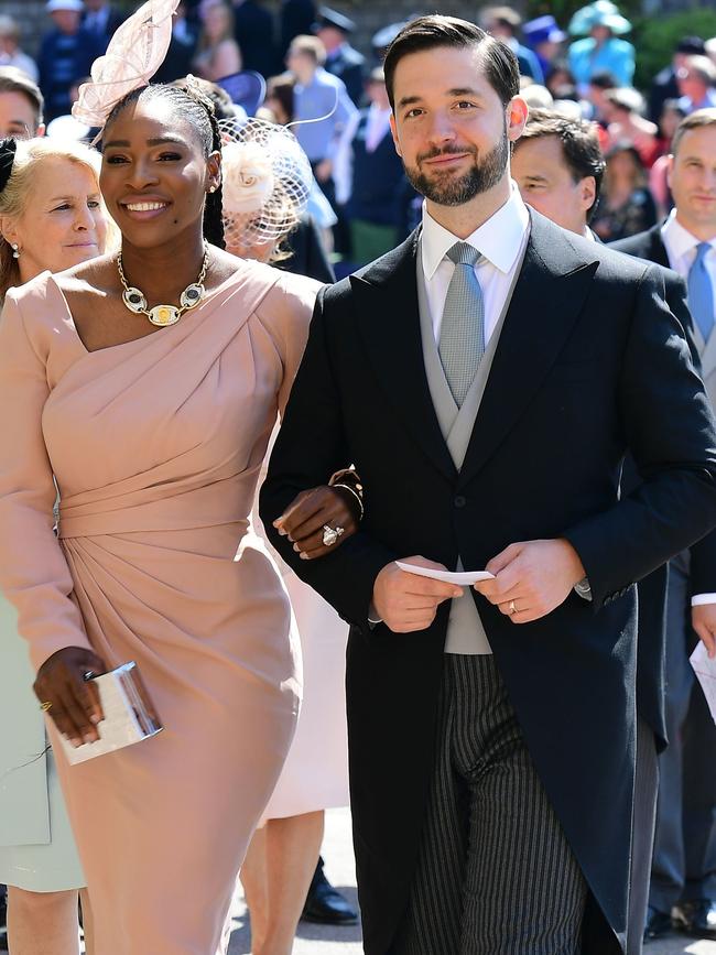 US tennis player Serena Williams and Alexis Ohanian arrive for the wedding ceremony of Prince Harry and Meghan Markle. Picture: AFP