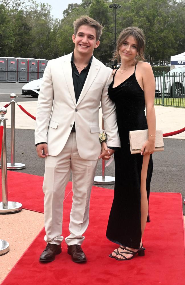 Hugo Winten and Hanna Meager at Pacific Lutheran College's 2023 formal. Picture: Tegan Annett