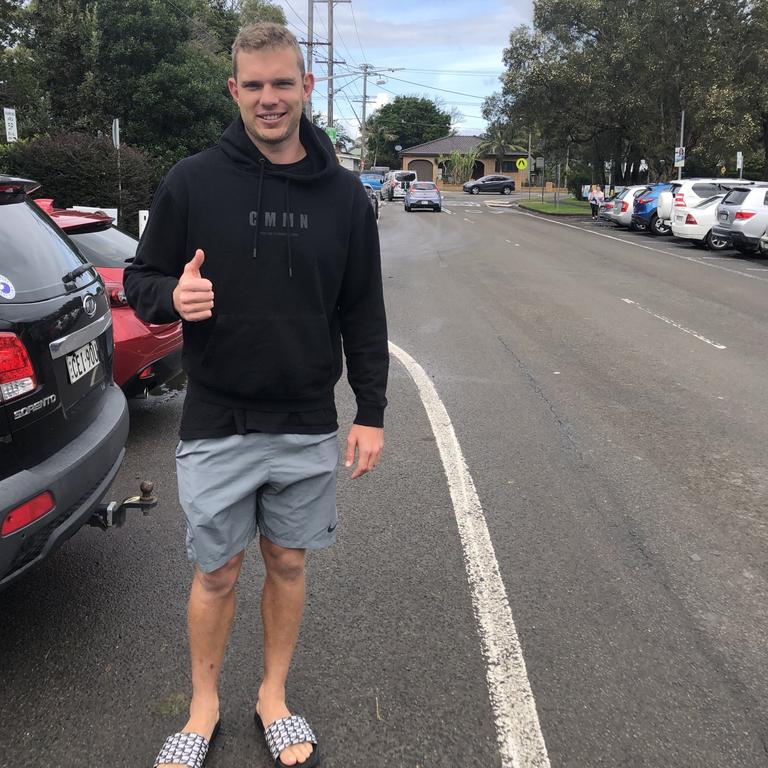 Manly Sea Eagles NRL superstar fullback Tom Trbojevic - also the current holder of the Dally M Medal for the best player in the game - was out voting early in the Mackellar electorate at he Nelson Heather Community Centre at Warriewood on Tuesday. Picture: Jim O'Rourke