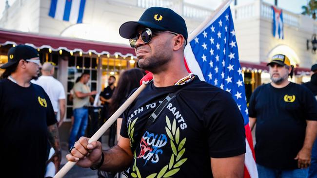 Henry ‘Enrique’ Tarrio during a protest showing support for Cubans demonstrating against their government, in Miami, in July 2021. Picture: AFP