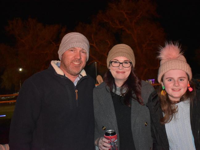 Matt Goodwin, Kylie Robinson, and Madison Pryer at Killarney Bonfire Night 2022. Photo: Jessica Paul/Warwick Daily News