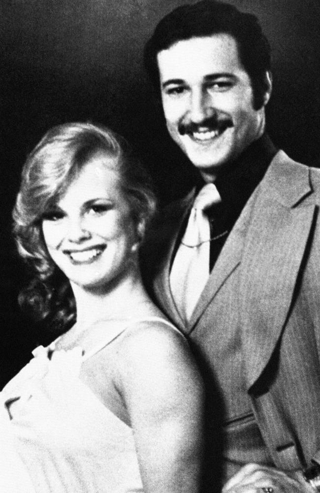 Playmate Dorothy Stratten and husband Paul Snider in their 1978 wedding photo. Picture: AP Photo.