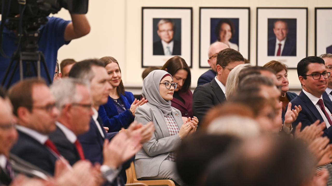 Senator Fatima Payman attended caucus last Tuesday where Prime Minister Anthony Albanese addressed MPs and senators. Picture: NewsWire / Martin Ollman