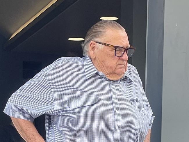 Grindrod, 80, leaving Wyong Local Court after pleading guilty to procuring the commission of an offence worth $90,000. Picture: NewsLocal