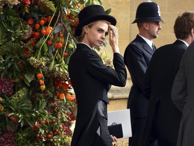 Model Cara Delevingne was among the celebs at the wedding. Picture: AP